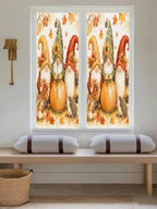Window Privacy Film Frosted, Fall Pumpkins Reusable Static Cling Window Tints, Thanksgiving Autumn Gnomes Maple Leaves Heat Control Windows Films for Offices, Balcony, 29.5 x 118 Inches - Image 5