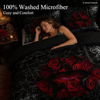 CCoutueChen Gothic Black Rose Bedding Set Full Size, Red Sexy Lip Comforter Set for Girls Women, 3 Pieces Soft Fluffy Microfiber with 2 Pillowcases, 79"x90" - Image 2