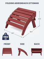 KINGYES Folding Adirondack Ottomans Set of 4 for Adirondack Chair, Red - Image 2