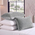 Bedorm Faux Fur Pillowcases Set of 2 King Size Plush Fluffy Pillow Cover Gray, Zipper Closure - Image 5