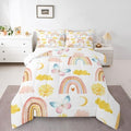 Rainbow Comforter Set King Size, Girls Butterfly Bedding Sets, Cartoon Rainbow Quilt Sets, Colorful Sun Clouds Comforters, Iridescent Print Down Comforter, Geometric Stripes Soft Lightweight Bedding by Erosebridal