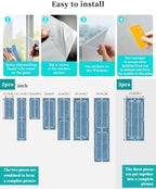 Window Privacy Film Frosted, Denim Blue Botanical Static Cling Door Window Covering, Vintage Florals Geometric Minimalist UV Blocking Windows Film for Office, Hotel, Bedroom, 29.5 x 78.7 Inches - Image 4