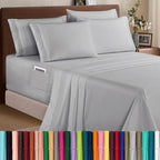 Elegant Comfort 1500 Premium Quality 6-Piece Bed Sheet Set - 18-24 Inch Extra Deep Pocket, Smart Storage Pockets, Wrinkle Free Ultra Soft 6PC Extra Deep Pocket Sheets, King, Silver Gray by ELEGANTCOMFORT
