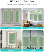 Window Privacy Film Frosted, Olive Green Botanical Non-Adhesive Static Cling Window Tint, Vintage Florals Geometric Minimalist Insulated Windows Frosted Films for Living Room, 35.4 x 78.7 Inches - Image 7