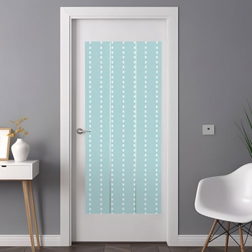 Window Privacy Film Frosted, Geometric Stripes Blue Non-Adhesive Static Cling Window Tint, Polka Dots Abstract Modern Insulated Windows Frosted Films for Living Room, 35.4 x 78.7 Inches - Image 3