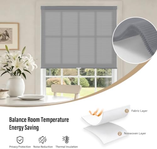 AOSKY No Drill Cordless Light Filtering Cellular Shade 18" W x 36" H Grey - Image 5