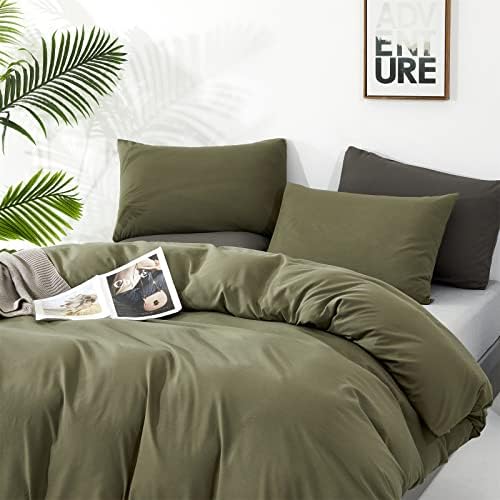 Luxlovery Green Comforter Set Full Army Green Bedding Comforter Set Olive Green Blanket Quilts Breathable Soft Minimalist Dark Green Comforters Set for Women Men Adults - Image 4