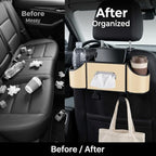 Back Seat Car Organizer, Nappa Leather Seat Organizer with Cup Holders - Image 4