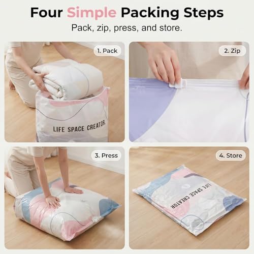 No Pump Vacuum Storage Bags, No Pump Large Vacuum Storage Compression Bags, Thick Airtight Reusable Organizer for Clothes Comforters Travel Moving Closet Storage，4：31.5 * 39.4in - Image 2