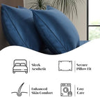 Luxury Bamboo Market | Queen Envelope Pillowcase Set | 100% Viscose Made from Bamboo | Organically Grown | Ultra Soft | Cooling | 2pcs [Midnight Blue] - Image 5