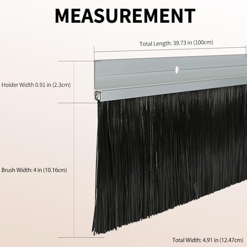 1 Set Retsun Garage Door Brush Sweep, 4"+0.91" W×39.3''L, Extra Wide Bristles for Large Gaps, Aluminum Brush Seal Kit Ideal for Exterior & Roll-Up Doors, Easy to Install (3.28ft Total, 4'',1) - Image 2