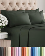 Cal King 6 Piece Bed Sheet Set - Breathable & Cooling Sheets - Forest Green by CGKUnlimited