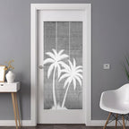 Window Privacy Film Frosted, Black Grey Palm Trees Non-Adhesive Static Cling Window Tint, Summer Coastal Tropical Botanical Insulated Windows Frosted Films for Living Room, 35.4 x 78.7 Inches - Image 3
