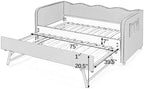 3 in 1 Twin to King Daybed, Gingham Upholstered Daybed with Pop Up Trundle, Convertible Sofa Bed with Side Storage Pockets, Extendable Guest Bed Frame for Teens Adults Bedroom Living Room, Pink - Image 4