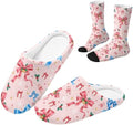 Jeiento Winter Fuzzy Slipper and Crew Socks for Women,Adult Slip-on Close Toe House Slipper,Flat Comfort home Slides by Jeiento