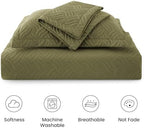 Love's cabin King Size Quilt Bedding Set Olive Green Bedspreads - Bed Summer Lightweight Bedspread Comforter - Wave Pattern Bedding Coverlet for All Season - 3 Pieces (1 Quilt, 2 Pillow Shams) - Image 6