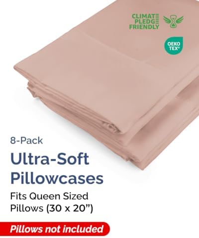 Queen Pillow Cases - 8 Pack Soft Pillowcase Covers - 20" x 30" (Mauve) - Image 2