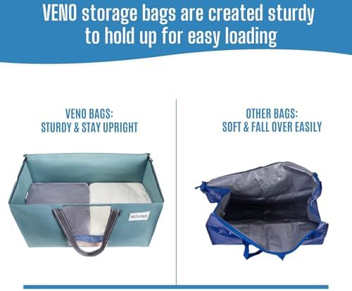 VENO Moving Bags, Wide Open Top, Clear Window, Light Blue, 6 Pack - Image 5