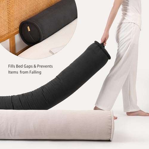 Cuddle Pillow – Corduroy Long Body Pillow for Adults, Cozy Bolster Pillow for Bed, Soft & Supportive for Relaxing Sleep,59 x 7.87 Inches,Lamp Black - Image 5