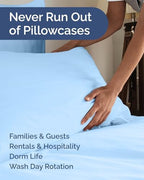 King Standard Pillow Cases - 6 Pack Pillowcases, 20" x 36" - Light Blue - Image 5