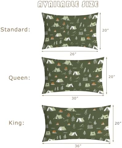 Camping Pillow Cases King Size Set of 2 - Campfire Pillowcases with Envelope Closure, Kids Rustic Adventure Decorative Pillow Covers for Bed Couch, Soft Breathable Microfiber - Image 6