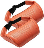 Universal Memory Foam Car Headrest Neck Pillow, Ergonomic Car Seat Neck Support Cushion with Soft PU Leather Cover for Driving, Long Trips, Most Cars SUVs (Orange*2) by Unknown