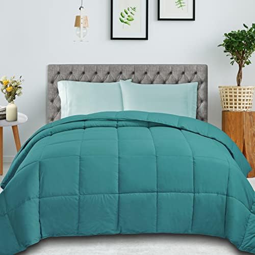 SUPERIOR All Season Down Alternative Comforter, Cal King, Turquoise - Image 2