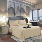 Mocassi Cali King Sheet Set - Luxury Hotel 1800 Premier Bedding Sheets & Pillowcases - Ultra Soft Breathable & Cooling Bed Sheets - Deep Pocket - Wrinkle Resistant - 4 Piece - Cali King, Cream - Image 3