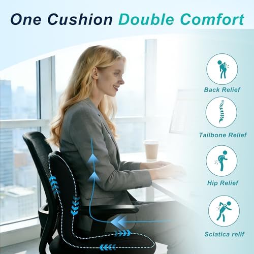 Seat Cushion for Office Chair, Ergonomic Cushion with Lumbar Support Pillow - Image 4