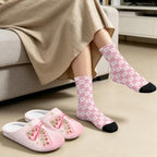 Jeiento Winter Fuzzy Slipper and Crew Socks Warm Winter Shoes Lightweight Soft Cushion House Slipper Bedroom Shoes - Image 3