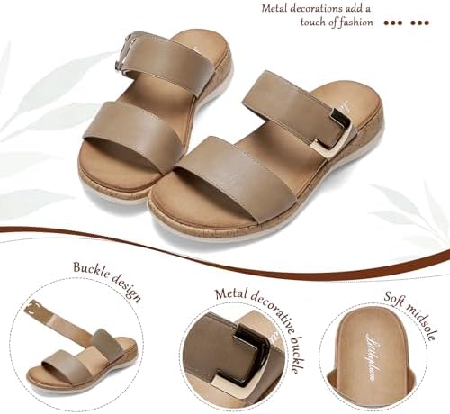 Littleplum Women Slides Sandals Arch Support Open Toe Slip on Sandals Soft Cushion Slippers Comfy Casual Summer Shoes for Walking Beach Travel - Image 5