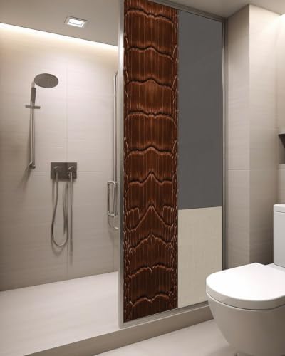 Window Privacy Film Frosted, Brown Leather Pattern Static Cling Door Window Covering, Modern Art Animals Leather Rustic UV Blocking Windows Film for Office, Hotel, Bedroom, 29.5 x 78.7 Inches - Image 3