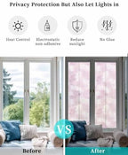 Window Privacy Film Frosted, Pink Botanical Reusable Static Cling Window Tints, Summer Palm Leaves Foliage Tropical Heat Control Windows Films for Offices, Balcony, 29.5 x 118 Inches - Image 6