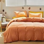 Luxlovery Peach Comforter Set King 3 Piece Modern Solid Color Soft Breathable Blanket Quilts Orange Pink Bedding Set - Image 4
