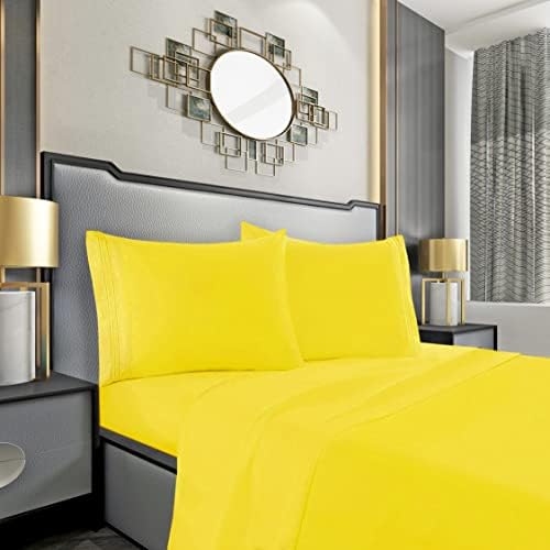Mocassi Twin XL Sheet Set - Luxury Hotel 1800 Premier Bedding Sheets & Pillowcases - Ultra Soft Breathable & Cooling Bed Sheets - Deep Pocket - Wrinkle Resistant - 4 Piece Set - Twin XL, Yellow - Image 2