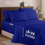 Elegant Comfort 1500 Premium Quality 6-Piece Bed Sheet Set - 18-24 Inch Extra Deep Pocket, Smart Storage Pockets, Wrinkle Free Ultra Soft 6PC Extra Deep Pocket Sheets, King, Royal Blue - Image 2