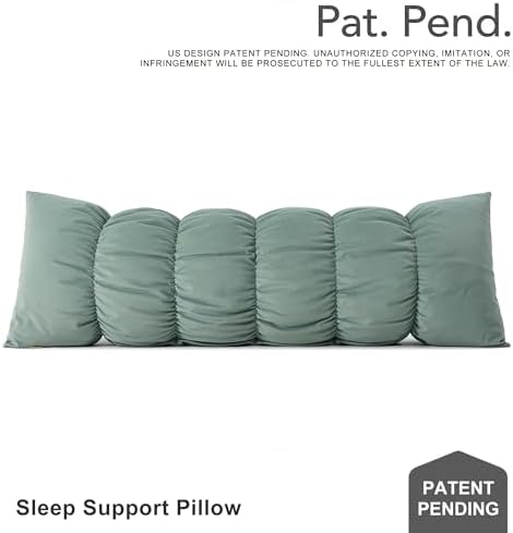 Pat. Pend. Segmented Body Pillow for Side Sleepers, 39 Inch, Green - Image 2