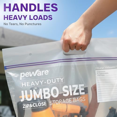 Heavy Duty 20 Gallon Jumbo Storage Bags, 6 Mil Handle Big Zip Seal Lock Bag - Image 4