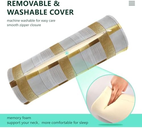 Outdoor Bolster Pillow Neck Roll Pillow Round Pillow for Back Cylinder Throw Pillows Cylinder Pillow Covers with Zipper Gold Stripe - Image 4