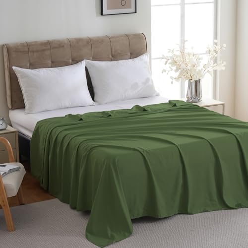 ZPECC Full Flat Sheets Only Oliev Green 6 Pack, Color-Coded Hem Threads - Image 2