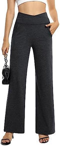 G4Free EverGoing Wide Leg Yoga Pants for Women Crossover Waist with Pockets by G4Free