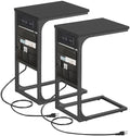 TUTOTAK C Shaped End Table with Charging Station, Side Table for Sofa by ChoosetutotakFurnitureBuildYourCozyHome