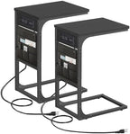 TUTOTAK C Shaped End Table with Charging Station, Side Table for Sofa by ChoosetutotakFurnitureBuildYourCozyHome
