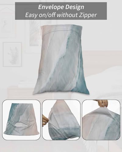 DecorLovee Summer Beach King Pillow Cases Set of 2 - Microfiber Bed Throw Pillow Covers, Ocean Nautical Coastal Seaside Aqua Beige Decorative Lumbar Pillow Cover with Envelope Closure for Sofa/Travel - Image 7