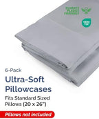 Standard Pillow Cases - 6 Pack Pillowcase Covers - 20" x 26" (Steel Blue) - Image 2