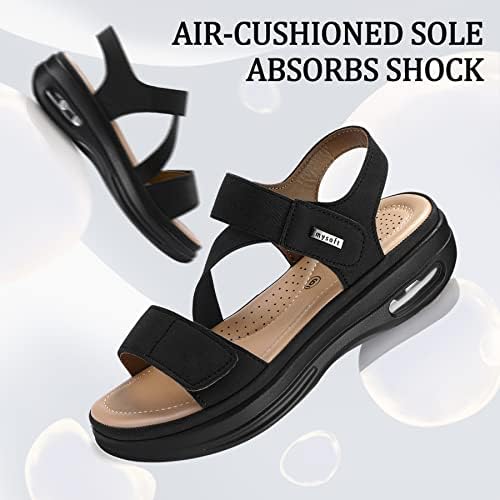 mysoft Women's Comfortable Walking Sandals Platform Wedge Ankle Strap - Image 4