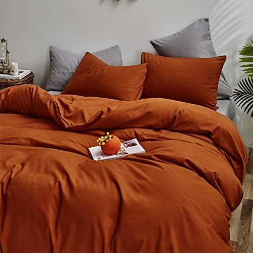 Luxlovery Burnt Orange Comforter California King Rust Bedding Comforter Set Cal King Size Rust Caramel Bedding Set Soft Breathable Blanket Quilts Reddish Brown Comforter Set for Women Men - Image 7