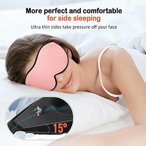 Sleep Mask (Pink) + Eye Mask Sleeping (Blue) for Women Men Side Sleeper, Light Blocking 3D Contoured Cup Sleeping Mask, Soft Breathable Sleep Eye Mask with Adjustable Elastic Strap - Image 3