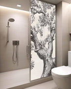 Window Privacy Film Frosted, Vintage Botanical Static Cling Door Window Covering, Antique Foliage Tree Rustic UV Blocking Windows Film for Office, Hotel, Bedroom, 29.5 x 78.7 Inches - Image 3
