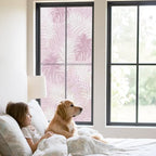 Window Privacy Film Frosted, Pink Yellow Palm Trees Tropical Static Cling Door Window Covering, Summer Beach Botanical UV Blocking Windows Film for Office, Hotel, Bedroom, 29.5 x 78.7 Inches - Image 2